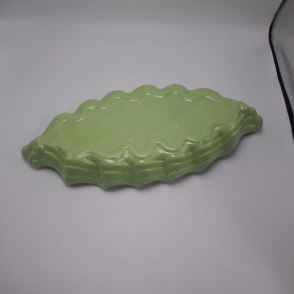 Vintage Haeger Ceramic Ruffled Dish Mint Green Relish Finger Foods Cookies Decor - Picture 2 of 16